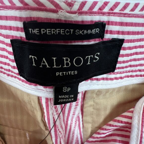 NWT Talbots Women's Perfect Skimmer Pedal Pusher Seersucker Pinstripe Pant Sz 8P - Picture 13 of 16
